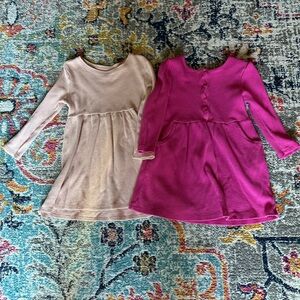 Old Navy Tan and Pink Pleated A-Line Dress